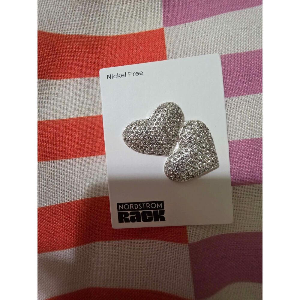 Pavé Crystal Heart Stud Earrings